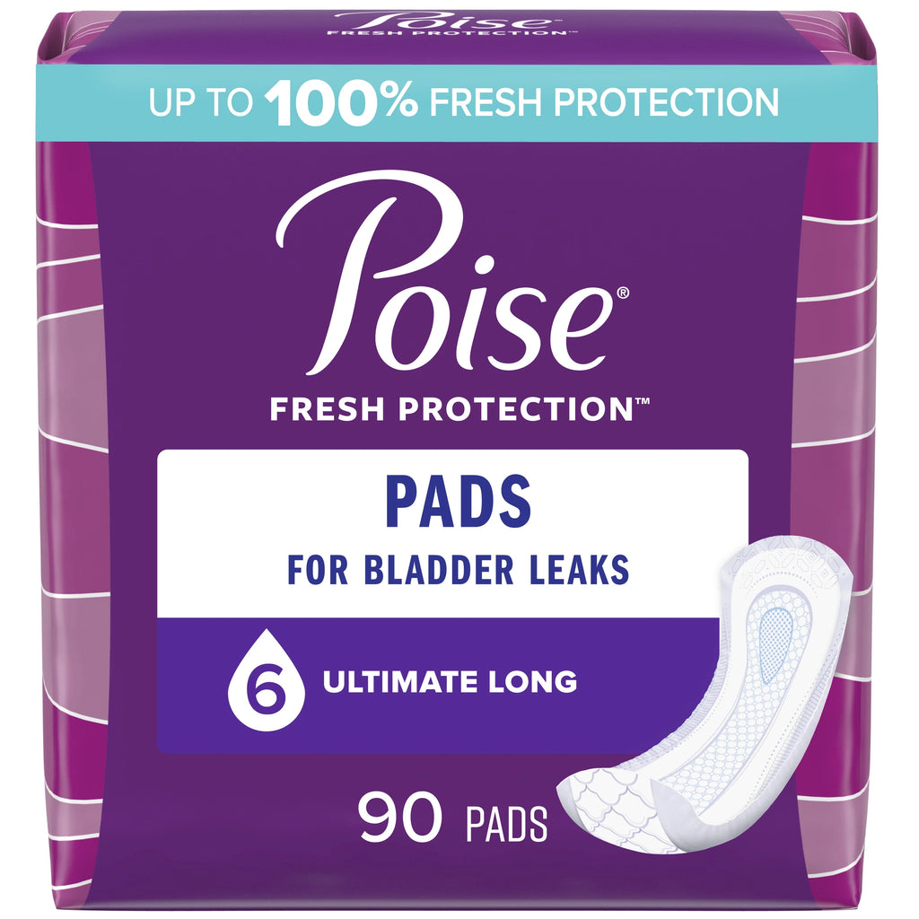 90 Ct 6 Drop Ultimate Absorbency Long Incontinence Pads J35202