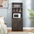 Charcoal Gray Coffee Bar Cabinet with Microwave Stand K48557