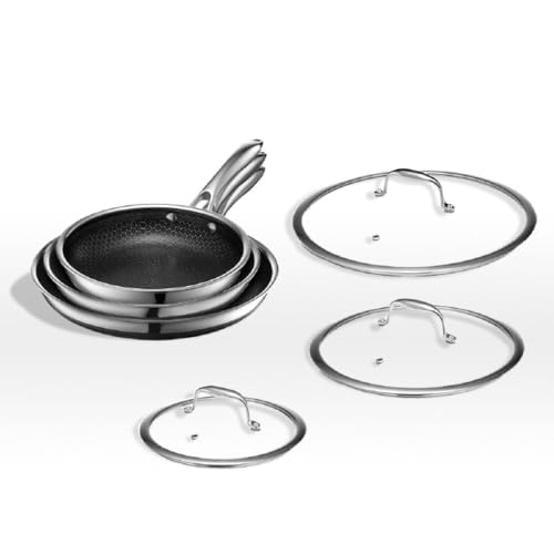 6-Piece Nonstick Fry Pan Set with Tempered Glass Lids H8981