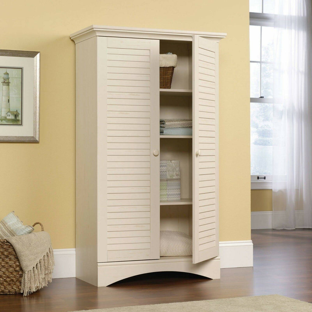 Antiqued White Storage Cabinet N278431