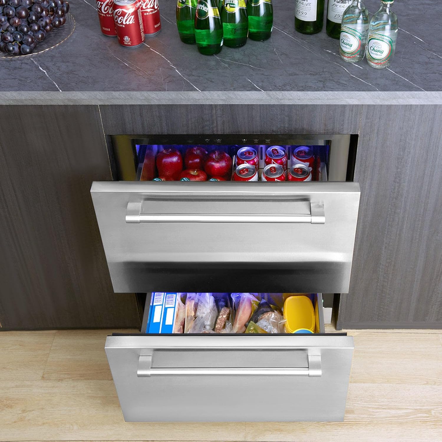 24 inch Undercounter Refrigerator, 2 Drawer, 4.87 Cu.ft. Capacity, silver J866