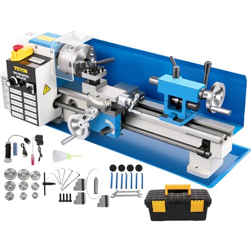 7"x14" 550W Variable Speed Metal Lathe with 3-jaw Chuck Digital Display F994