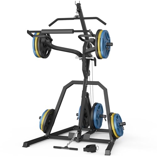 Leverage Gym Power Rack Squat Rack with LAT Low Row System Home Gym System Workout Station 2:1 Ratio S56456