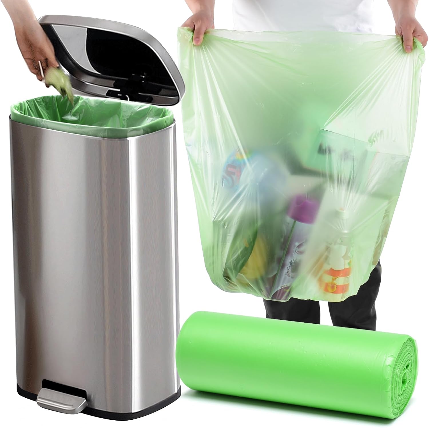 Biodegradable Tall 13 Gallon 60 Counts Thickened 1.4 Mil Unscented Garbage Bags K693962