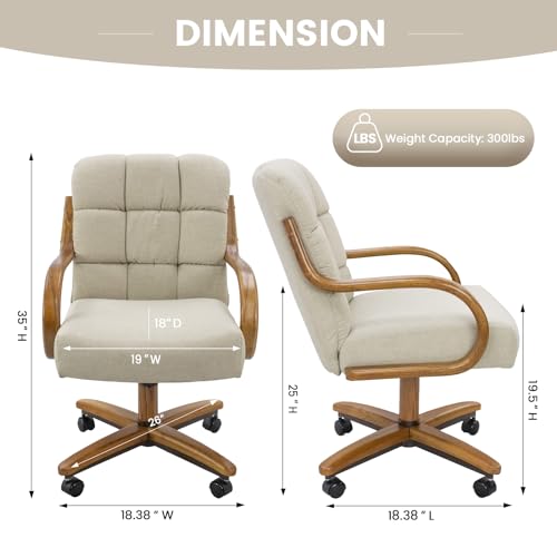 2 Set of Caster Swivel Tilt Dinning Chairs with Metal Frame R528505
