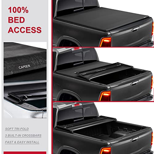 Tri-fold Truck Bed Tonneau Cover Fits 2009-2024 Dodge Ram 1500 Fleetside 5.7ft Bed A2485