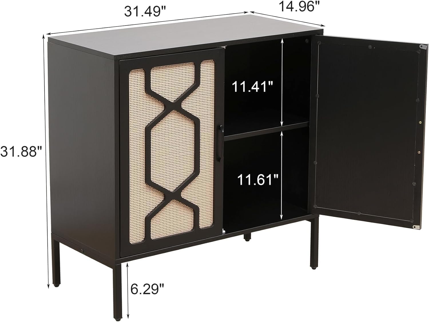 Rattan Sideboard Cabinet with Adjustable Shelf and 2 Doors M767970
