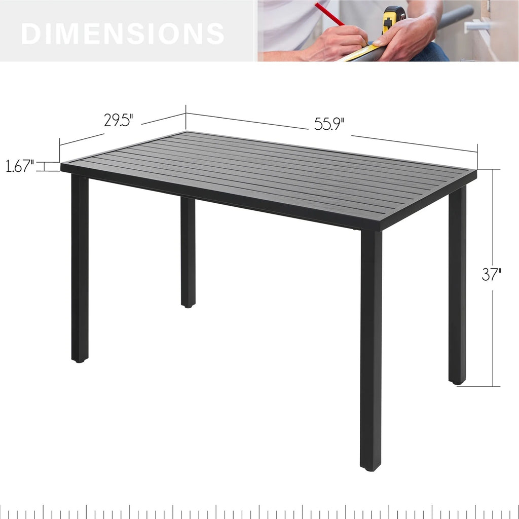 5-Piece Outdoor Bar Stool Set with Rectangle Counter Height Table & Patio Swivel Bar Chairs, Black & Brown X515