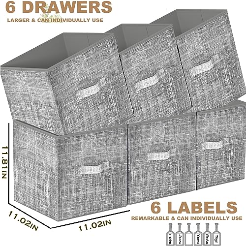 6 Printed Bins Cube Storage Organizer Shelf with Labels Z291584