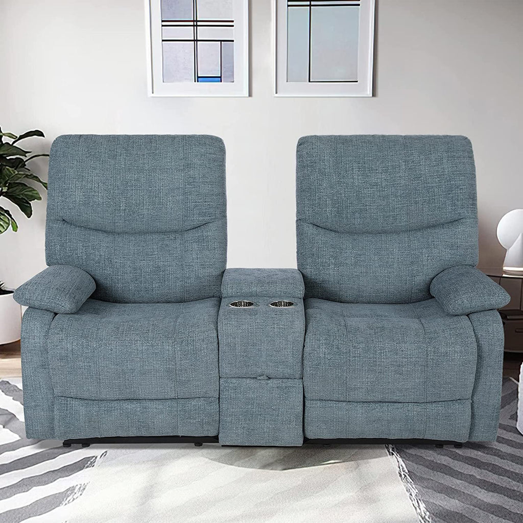 Fabric Reclining Sofa with Console and Cup Holders I139