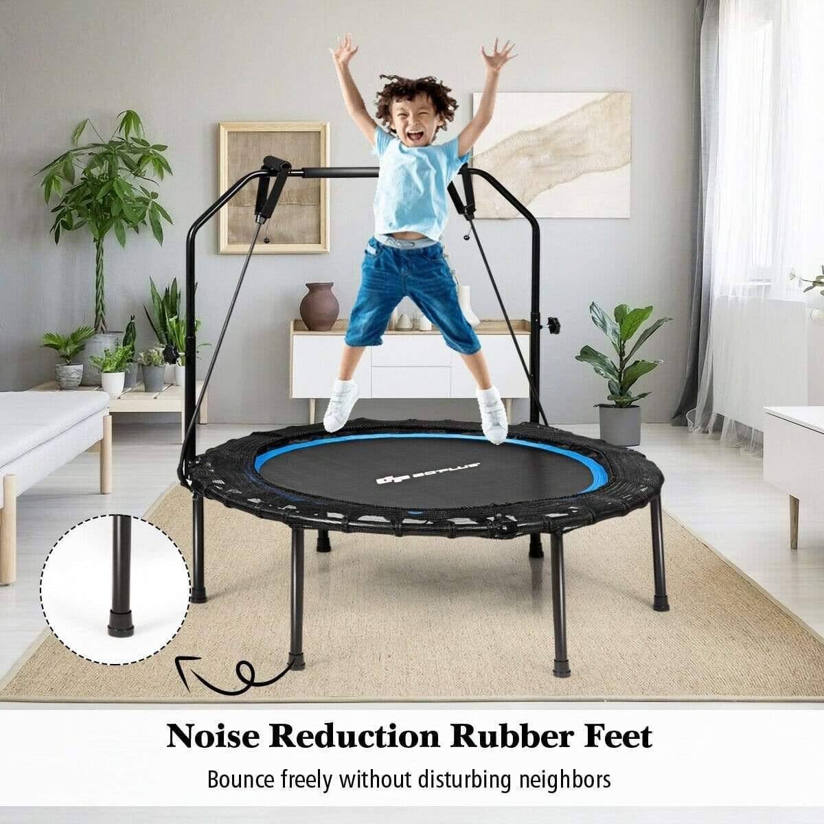 Foldable Fitness Rebounder Trampoline with Resistance Bands M9785