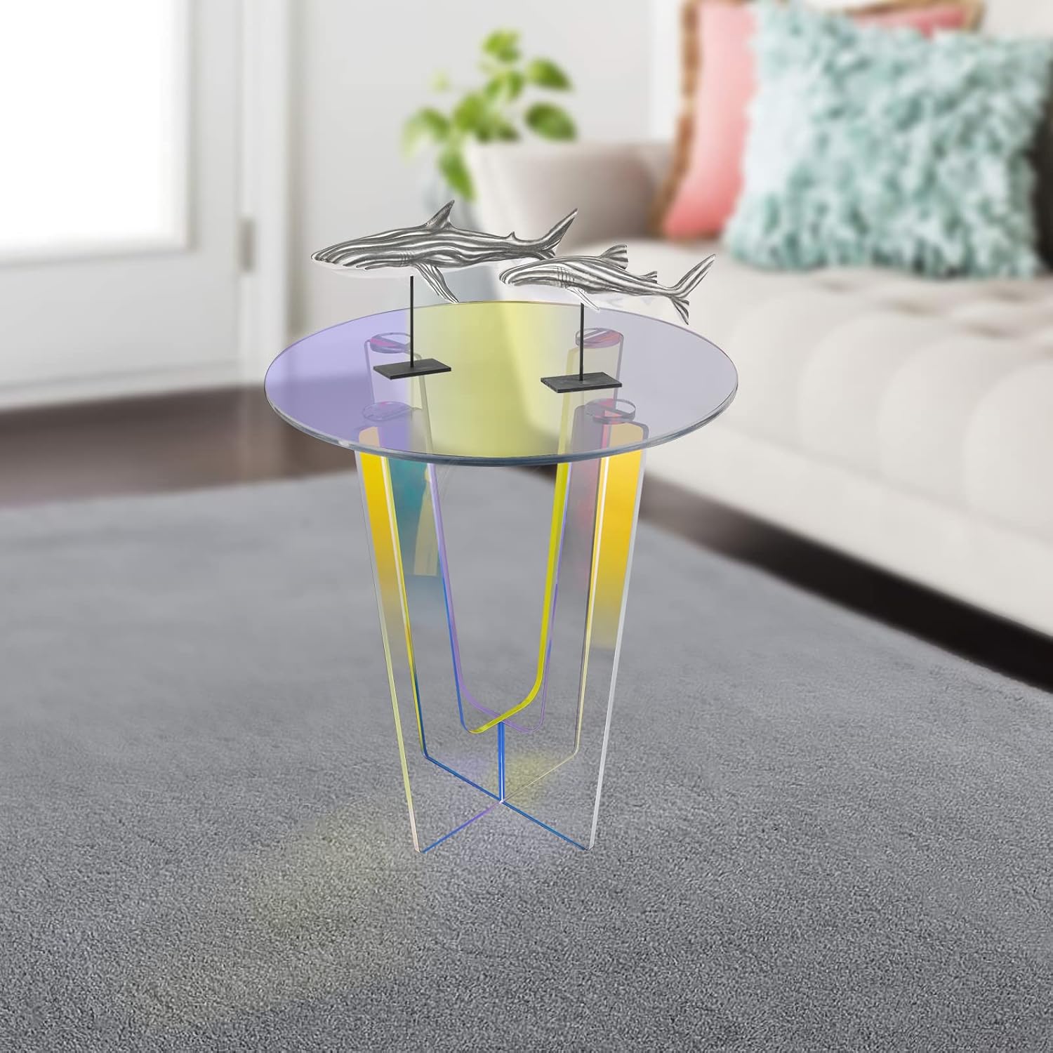 Acrylic Side Table with Storage Shelf S33019