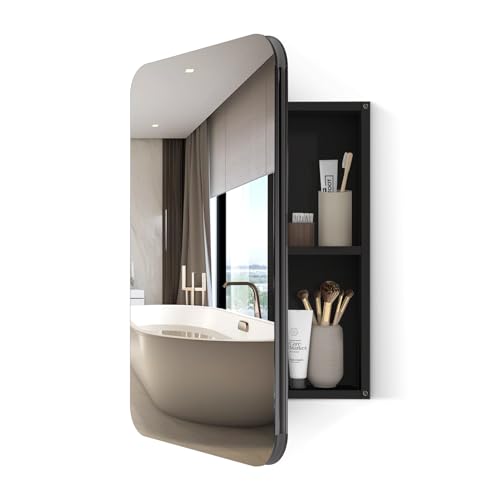 Black Aluminium Profiles Wall Mounted Bathroom Medicine Cabinet N2132