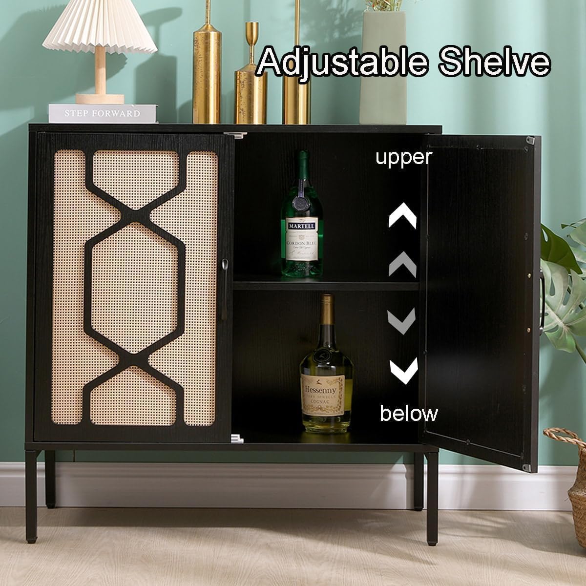Rattan Sideboard Cabinet with Adjustable Shelf and 2 Doors M767970