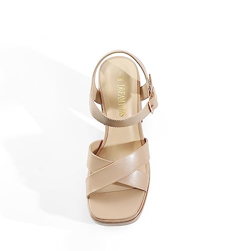 Women's Platform Chunky Heels Square Open Toe Ankle Strap High Heeled Sandals L230