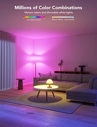 2 Pack Smart Light Bulbs, Dimmable RGBWW A19 T8862