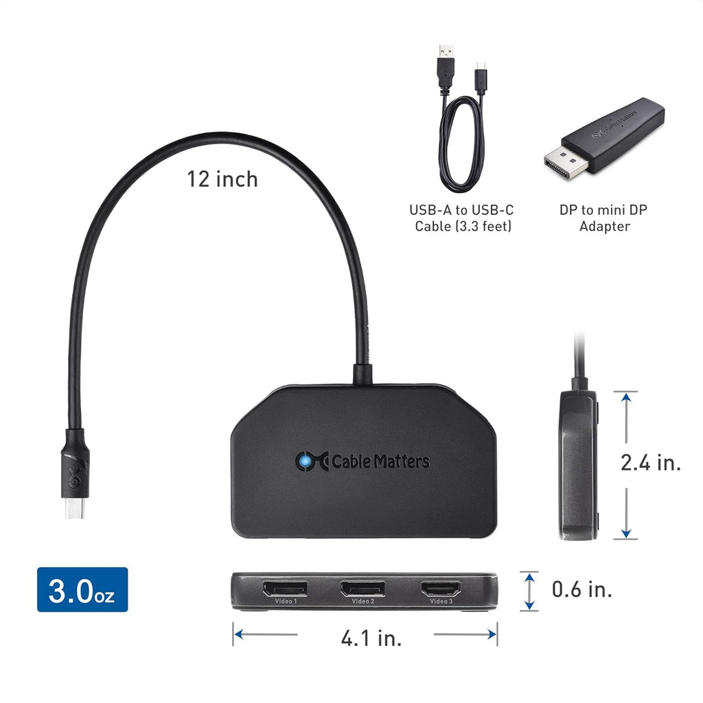 Triple 4K DisplayPort Splitter with 2X 8K DisplayPort 1.4 and 1x 4K HDMI G59204