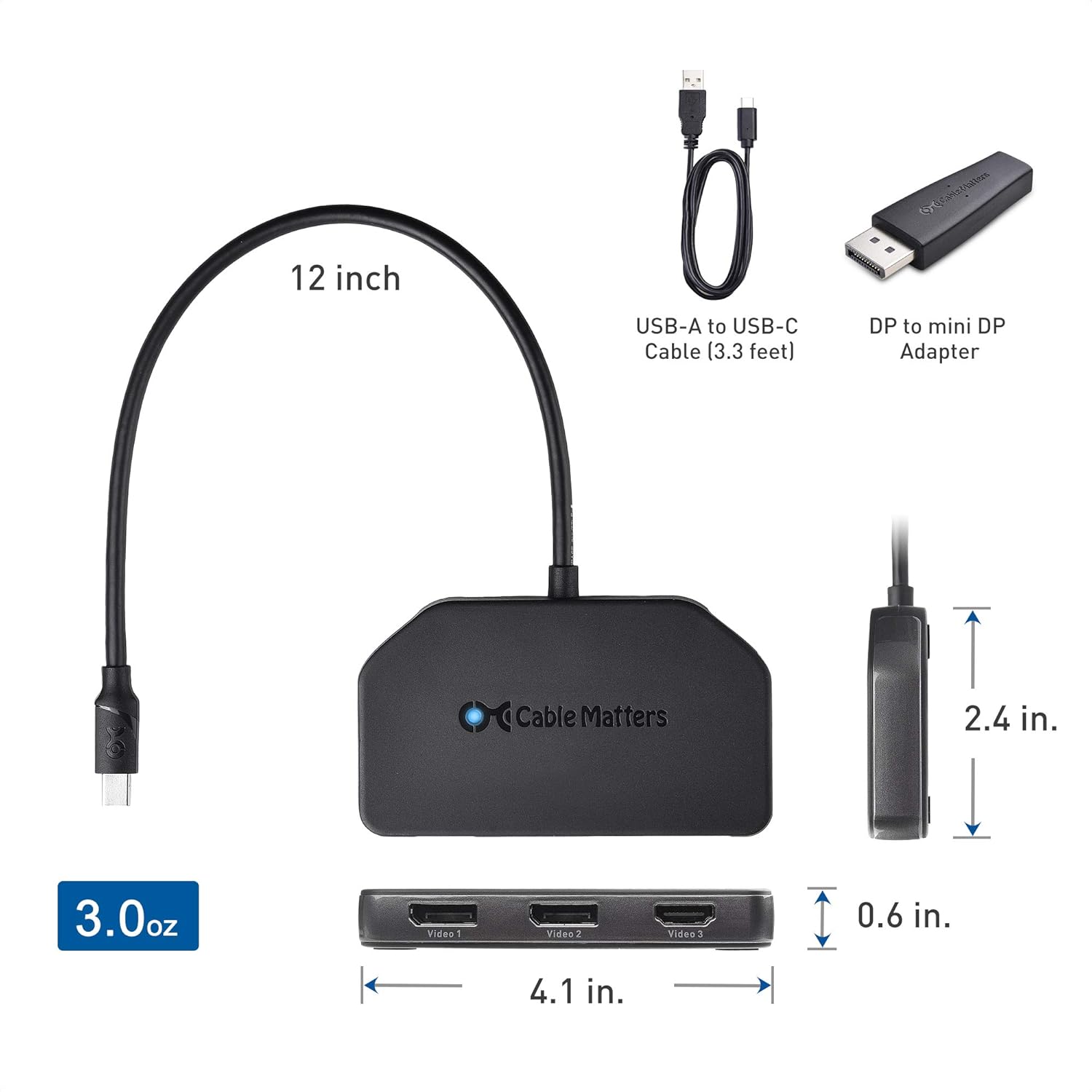 Triple 4K DisplayPort Splitter with 2X 8K DisplayPort 1.4 and 1x 4K HDMI G59204