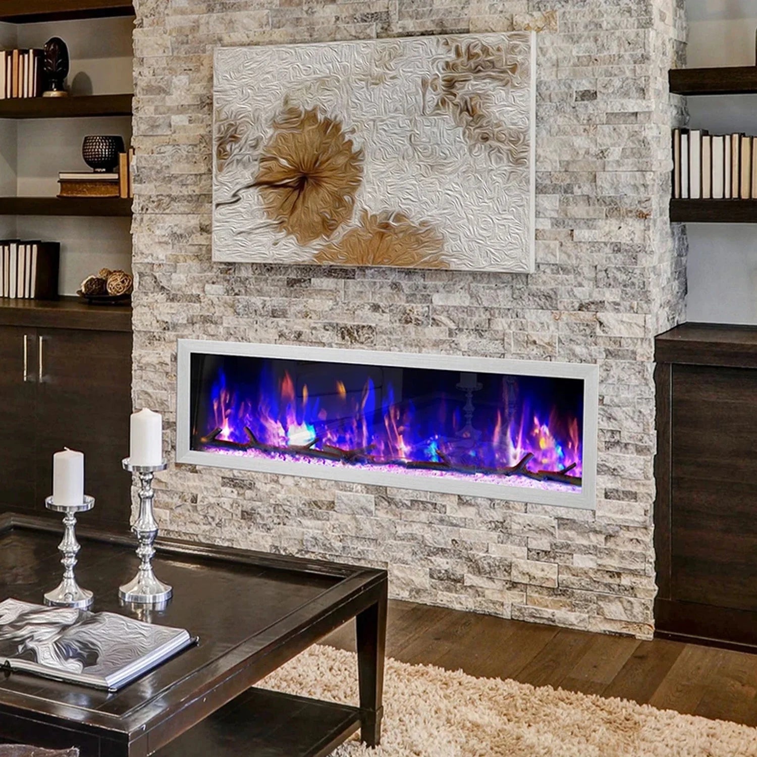 64.50 Inch Electric Wall Fireplace V316592