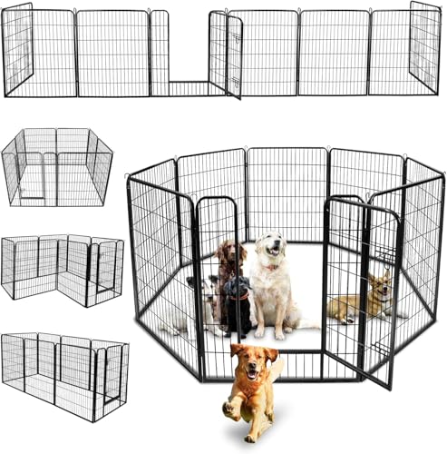 16 Panels 32 in Black Metal Pet Playpen I202