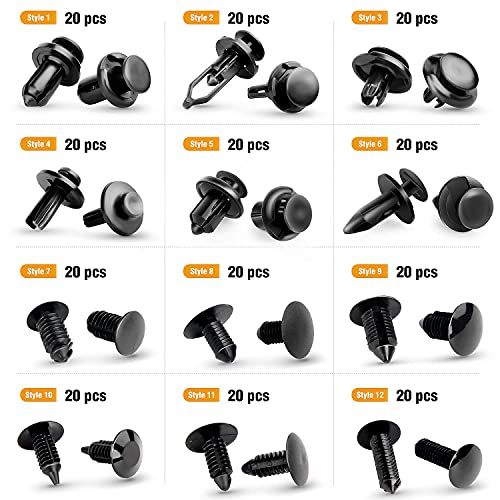 240PCS Bumper Retainer Clips Car Plastic Rivets Push Retainer Kit Auto Push Pin Rivets Set X20781