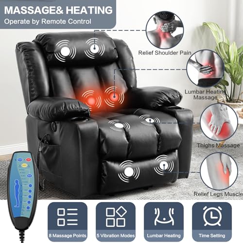 Ochre Leather Power Lift Recliner Chair with Massage & Heat H28136