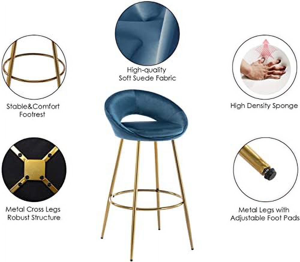 30" Velvet Stools with Gold Metal Legs F27071