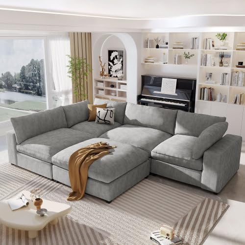 Beige Oversize Modular Sectional Sofa with Removable Ottoman X572646
