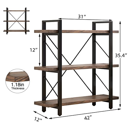 5-Tier Retro Brown Real Wood Bookshelf T97298