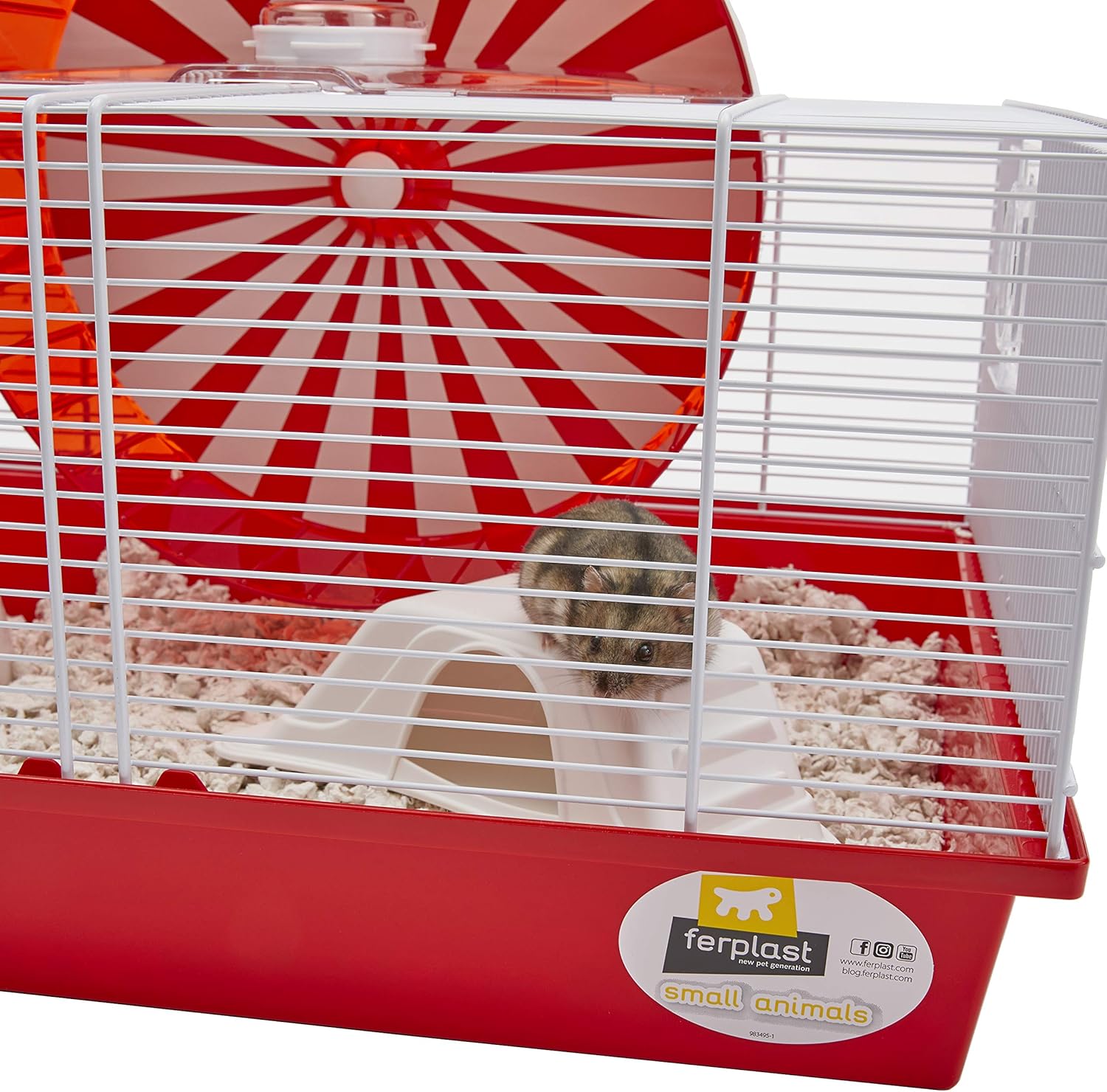 Modular Hamster Cage with 11.75-Inch Exercise Wheel, 19.7L x 13.8W x 9.8H Inches E8128