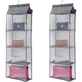 XL Size Hanging Handbag Purse Organizer, 2 Pack, 10 Shelves Total, Grey O8218