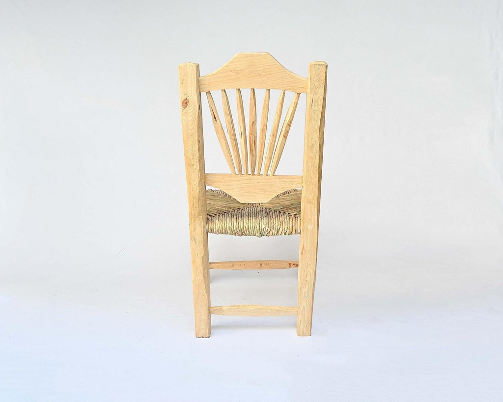 Set of 2 Handmade Wood Woven Chair with Natural Palm Fiber G41477
