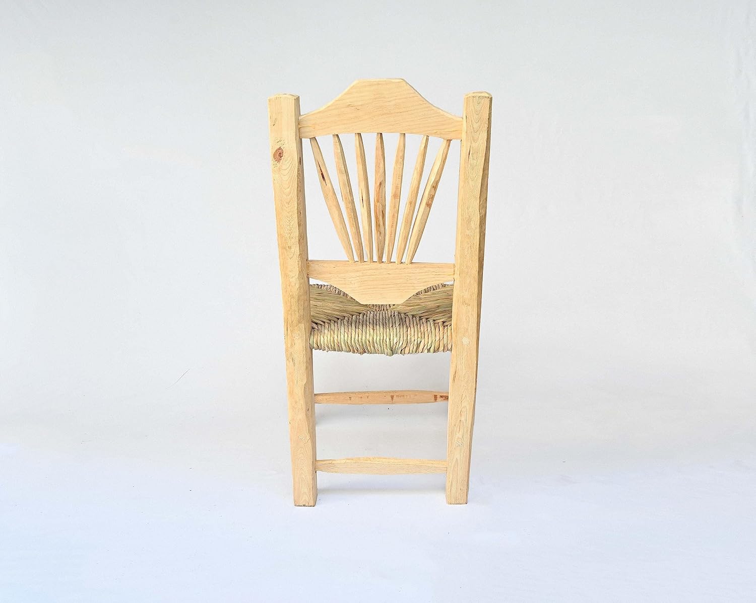 Set of 2 Handmade Wood Woven Chair with Natural Palm Fiber G41477