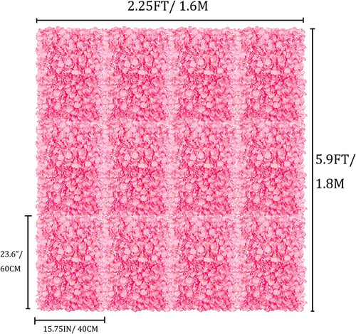 12 Pack Pink Artificial Hydrangea Floral Wall Panels 24×16" D559510