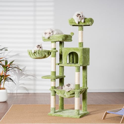 56 inches Smoky Gray Cat Tree with Scratching Posts P7190