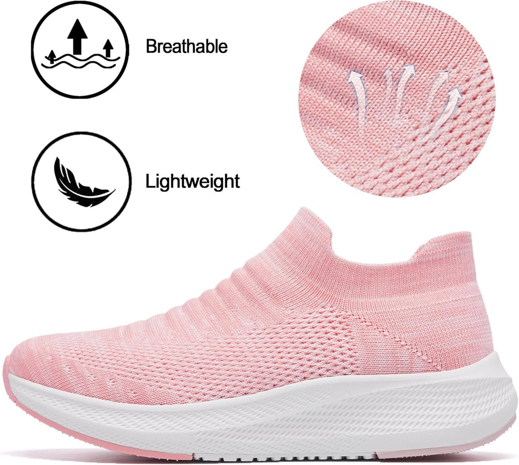 Womens Slip on Walking Shoes Comfort Lightweight Breathable Sock Shoe Non-Slip Mesh Casual Fashion Tennis Running Sneakers E18318