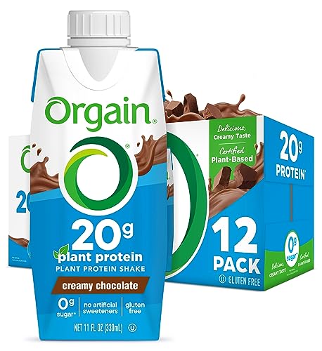 Organic Vegan Protein Shake, Creamy Chocolate, 20g Plant Based Protein, 11 Fl Oz (Pack of 12) E190786