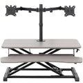White 32 inch Height Adjustable Standing Desk Converter with Dual Monitor Stand Q9959
