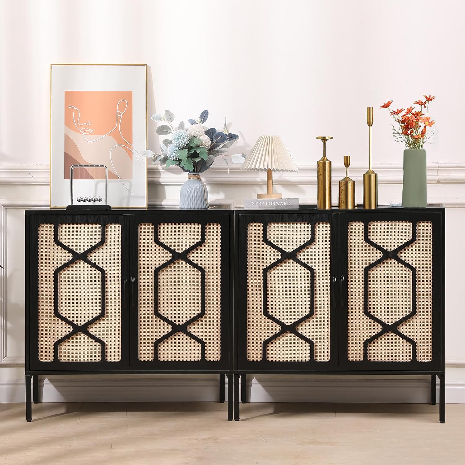 Rattan Sideboard Cabinet with Adjustable Shelf and 2 Doors M767970