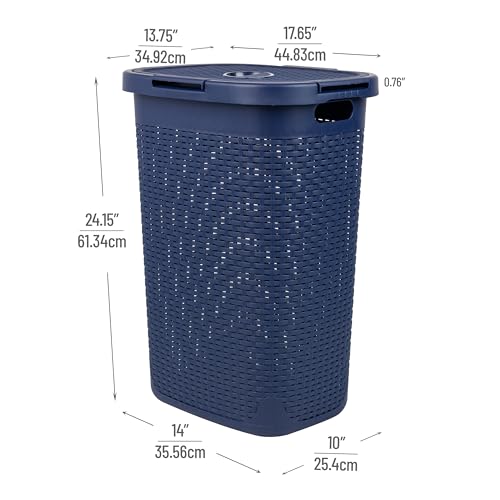 60L Slim Laundry Hamper with Lid, Plastic, Gray, Set of 2 M282
