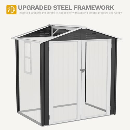 6x4ft Metal Outdoor Storage Shed with Window R6003