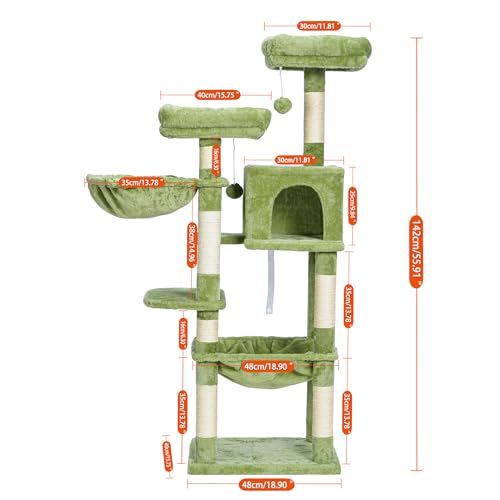 56 inches Smoky Gray Cat Tree with Scratching Posts P7190