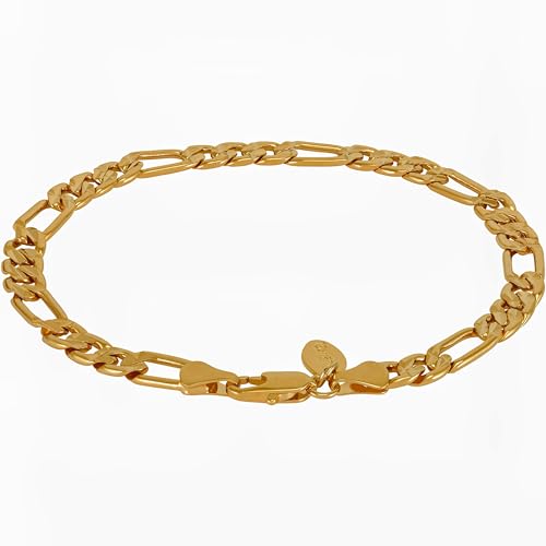 24k Real Gold Plated Figaro Bracelet P221