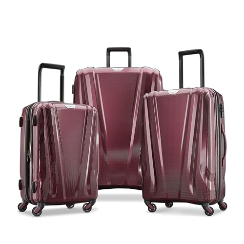 3 Piece Hard-Shell Luggage Set with Carry-On, Medium, and Large Suitcase, Aubergine R242