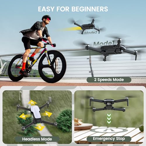 FPV Drone with 1080P HD Camera, Foldable RC Quadcopter with Brushless Motor, 2 Modular Batteries M8214