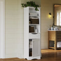 White Tall Linen Storage Cabinet with Drawer F222