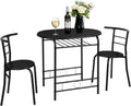 Black Metal Dining Table and 2 Chairs Set of 3 X1189
