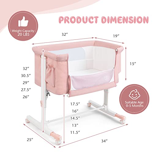 Pink 3 in 1 Folding Bassinet with Mattress I294
