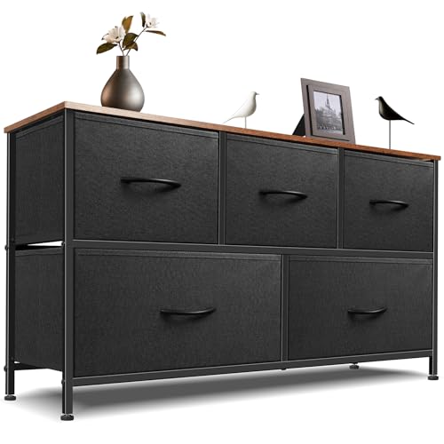 Black 9 Drawer Fabric Dresser V654424
