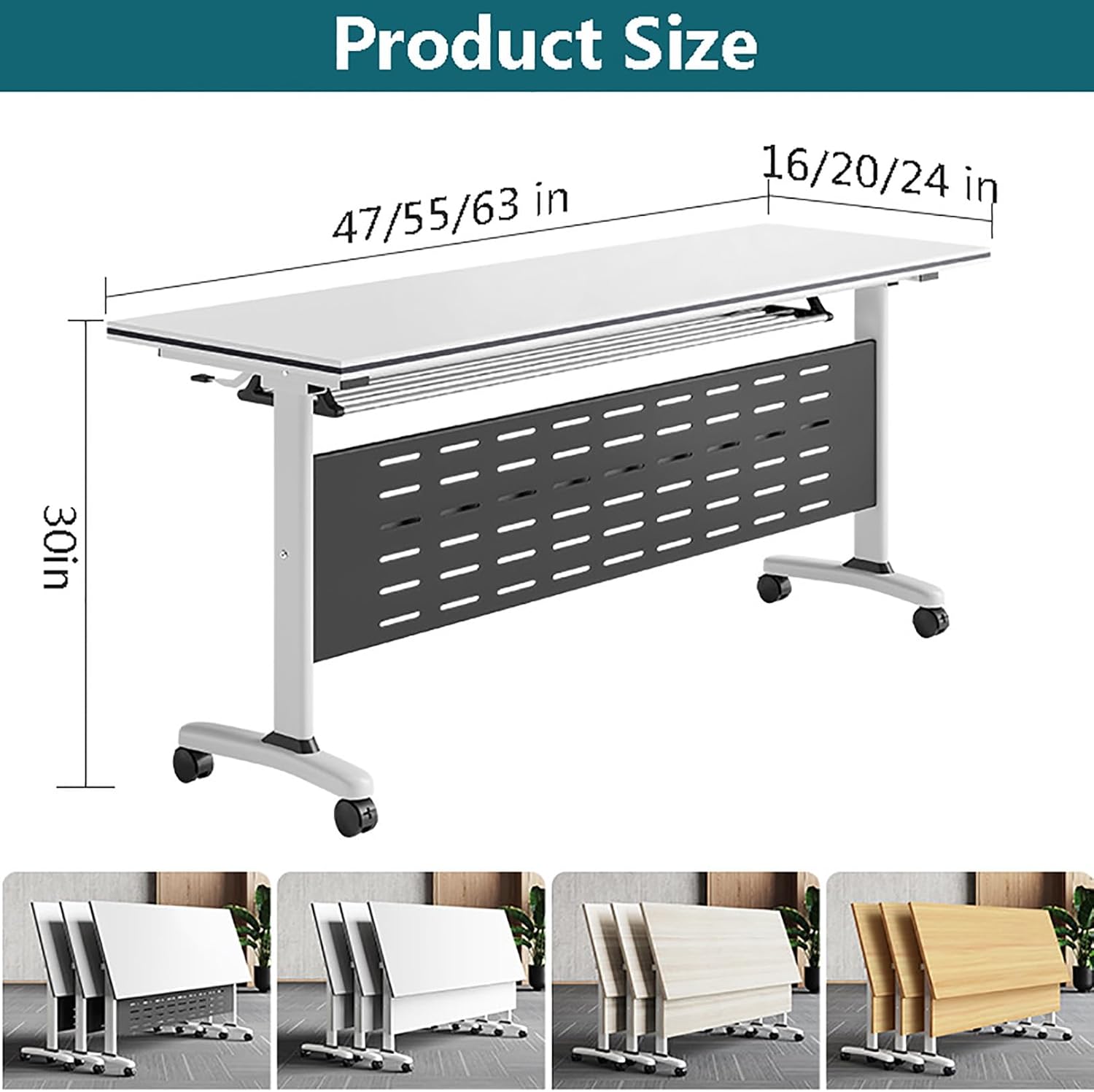 Foldable Mobile Training Table with Caster Wheels Q46013
